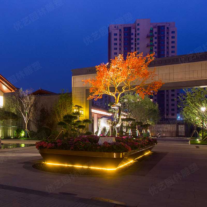 不銹鋼鹿，不銹鋼雕塑廠家，定制不銹鋼雕塑